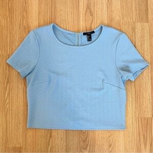 FOREVER 21 Tiffany Blue Crop Top Zipper Back Short Sleeve Short Cap Sleeve